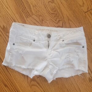AEO White Denim Cut Off Shorts
